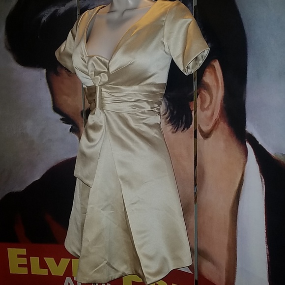 Stunning Cream Sateen Fashion Dress w Vertical Bow One of a Kind - Picture 4 of 8